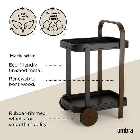 Umbra Bellwood Bar & Storage Cart Black-Walnut