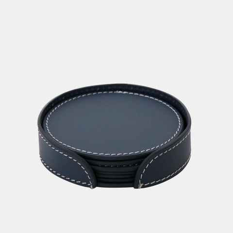Ørskov Round Leather Coasters Dusty Blue