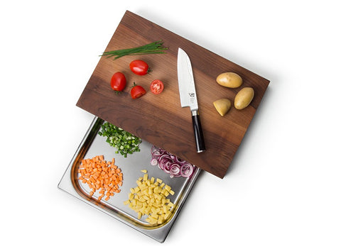 Continenta Walnut Cutting Board with Stainless Steel Drawer 48x32.5x6cm
