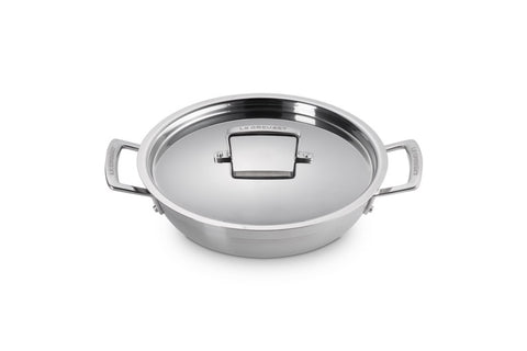Le Creuset 3-Ply Stainless Steel Shallow Casserole with Lid 24 cm, 2.3L