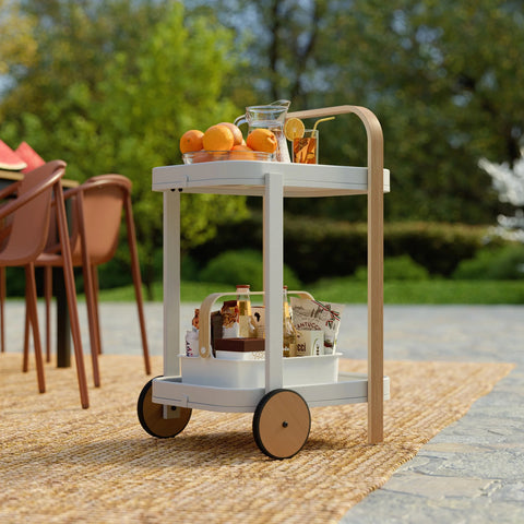 Umbra Bellwood Bar & Storage Cart White-Natural