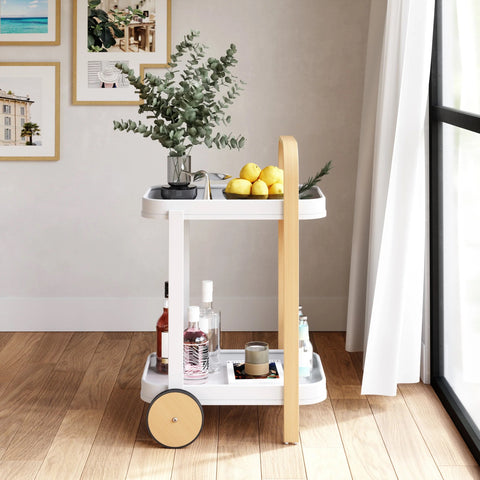 Umbra Bellwood Bar & Storage Cart White-Natural