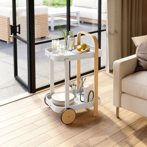 Umbra Bellwood Bar & Storage Cart White-Natural