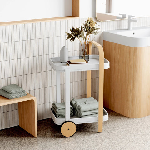 Umbra Bellwood Bar & Storage Cart White-Natural