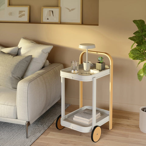 Umbra Bellwood Bar & Storage Cart White-Natural