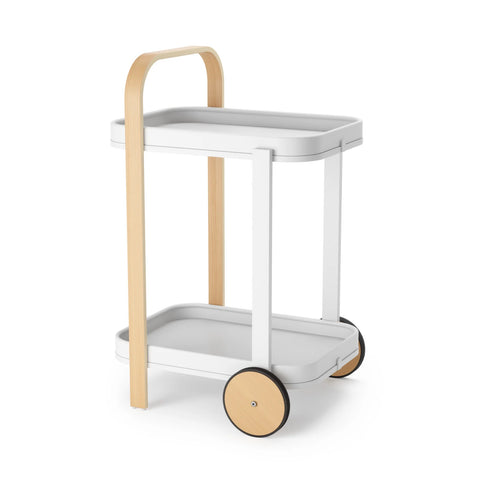 Umbra Bellwood Bar & Storage Cart White-Natural