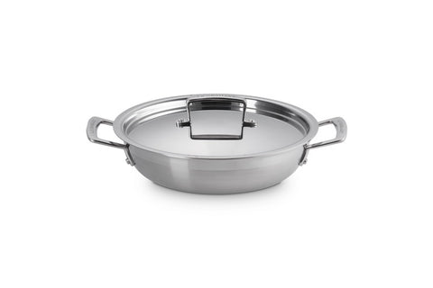 Le Creuset 3-Ply Stainless Steel Shallow Casserole with Lid 24 cm, 2.3L
