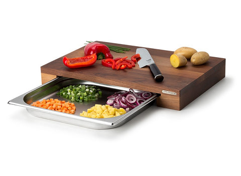 Continenta Walnut Cutting Board with Stainless Steel Drawer 48x32.5x6cm