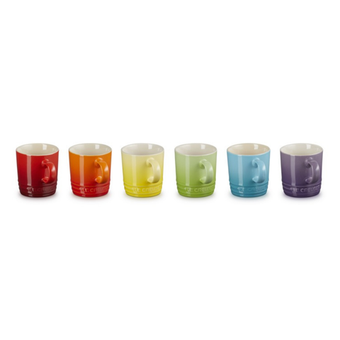 Le Creuset Rainbow Espresso Cups, Set of 6, 100 ml