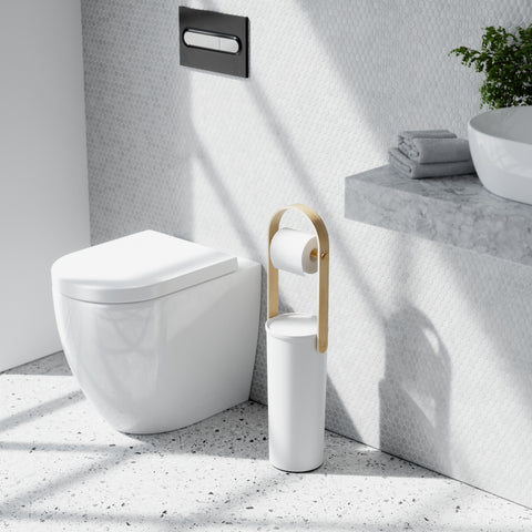 Umbra Bellwood Toilet Paper Holder & Reserve - White-Natural