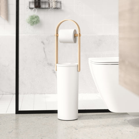 Umbra Bellwood Toilet Paper Holder & Reserve - White-Natural