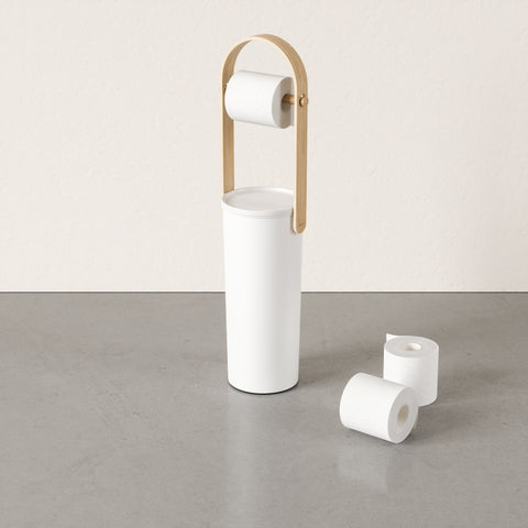 Umbra Bellwood Toilet Paper Holder & Reserve - White-Natural