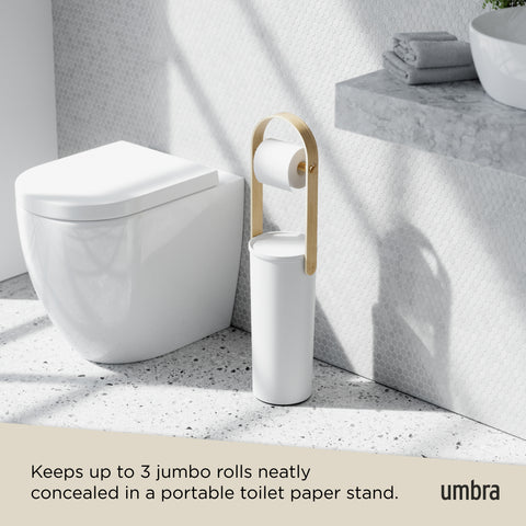 Umbra Bellwood Toilet Paper Holder & Reserve - White-Natural