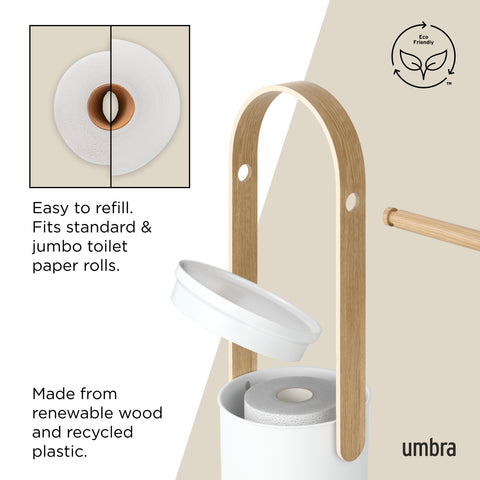 Umbra Bellwood Toilet Paper Holder & Reserve - White-Natural