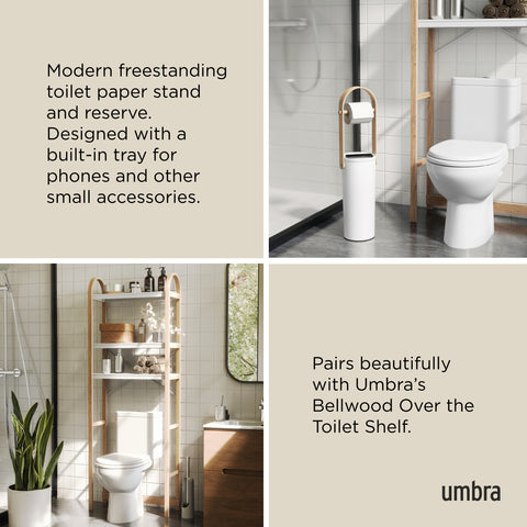 Umbra Bellwood Toilet Paper Holder & Reserve - White-Natural