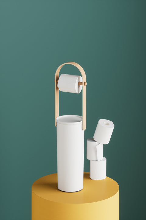 Umbra Bellwood Toilet Paper Holder & Reserve - White-Natural