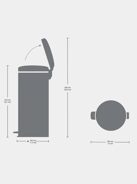 Kosh për plehrash Brabantia Bo Touch 36 litra – Çelik mat, rezistent ndaj gjurmëve të gishtërinjve