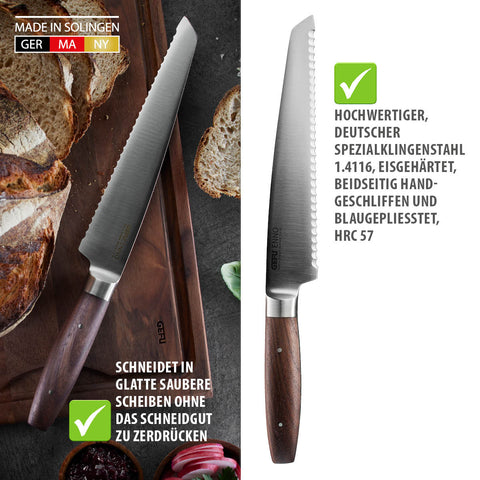 Gefu Bread knife ENNO, 21 cm serrated blade