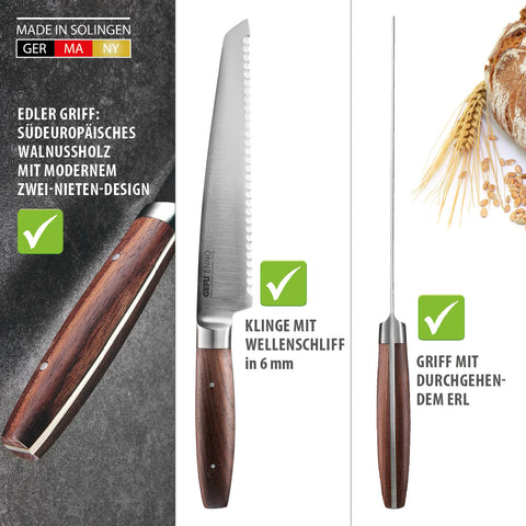 Gefu Bread knife ENNO, 21 cm serrated blade