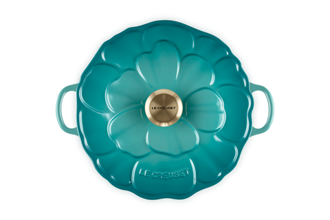 Le Creuset Cast Iron Petal Shallow Casserole - Bleu Riviera 26cm / 2.2 L