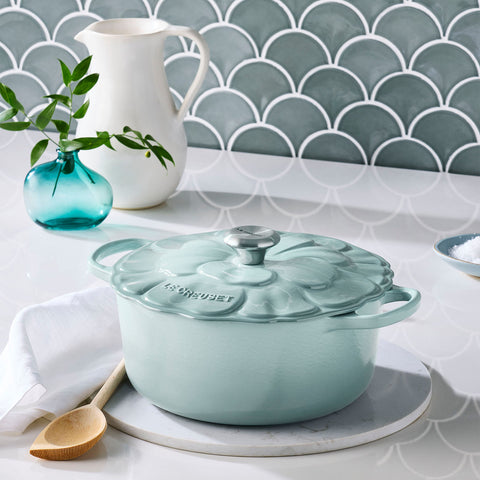 Le Creuset Cast Iron Petal Round Casserole  - Sea Salt 26 cm / 5.3 L