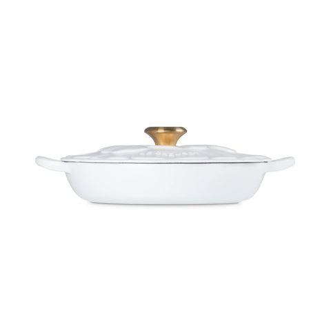Le Creuset Cast Iron Petal Shallow Casserole - White 26cm / 2.2 L