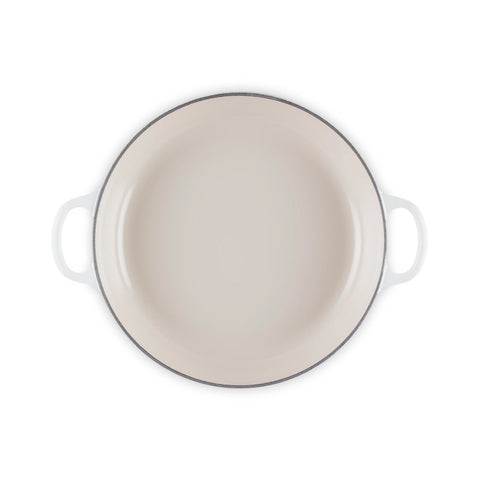 Le Creuset Cast Iron Petal Shallow Casserole - White 26cm / 2.2 L