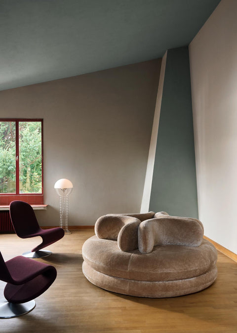 VERPAN Verner Panton Wire Floor Lamp Ø40 with White Shade