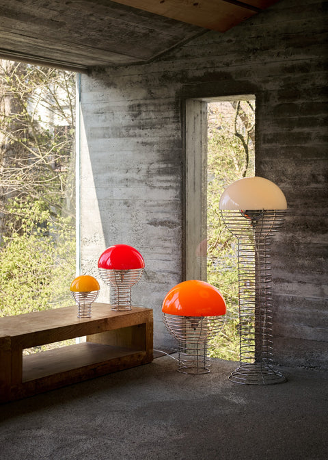 VERPAN Verner Panton Wire Floor Lamp Ø40 with White Shade