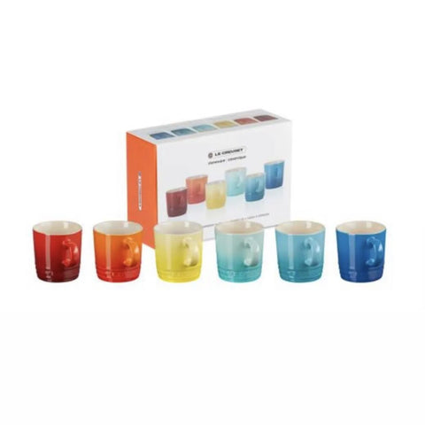Le Creuset Rainbow Espresso Cups, Set of 6, 100 ml