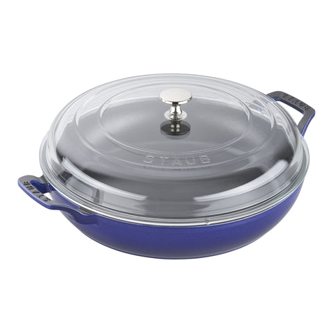 STAUB Cast Iron Braiser with Glass Lid, 3.39L, Dark Blue