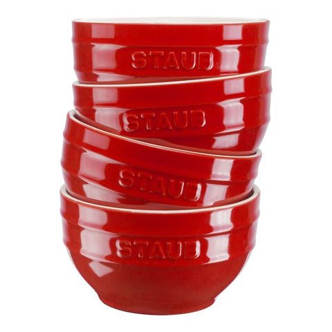 STAUB Ceramic Bowl Set, 14 cm, 4 Pieces, Cherry Red
