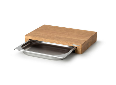 CONTINENTA Oak Cutting Board with Stainless Steel Drawer 48 × 32.5