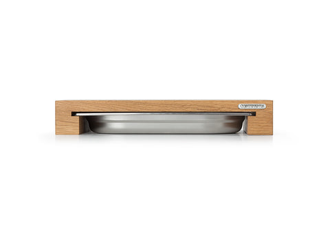 CONTINENTA Oak Cutting Board with Stainless Steel Drawer 48 × 32.5