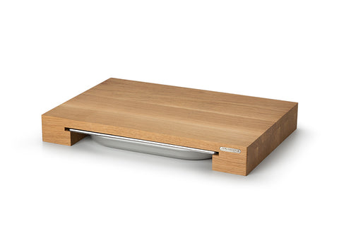 CONTINENTA Oak Cutting Board with Stainless Steel Drawer 48 × 32.5