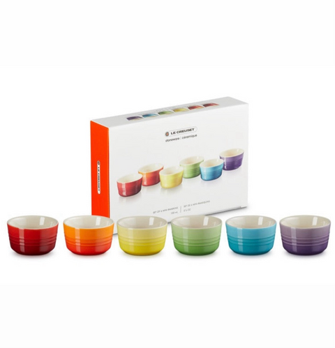Le Creuset Stoneware Rainbow Set of 6 Mini Ramekins 0.1 L