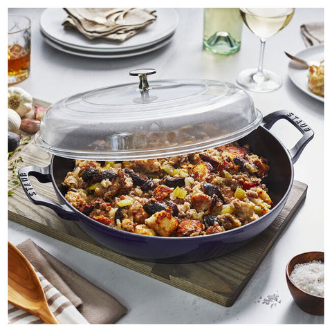 STAUB Cast Iron Braiser with Glass Lid, 3.39L, Dark Blue