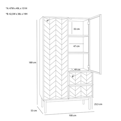 Hübsch Herringbone Wardrobe Large Natural
