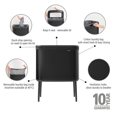 Brabantia Bo Laundry Bin 60 Litre – Matt Black