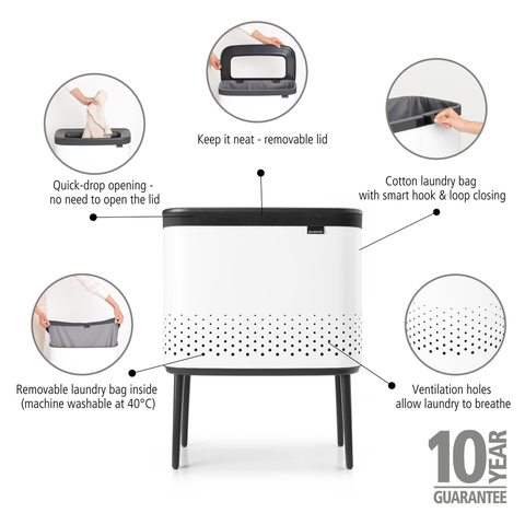 Brabantia Bo Laundry Bin 60 Litre – White