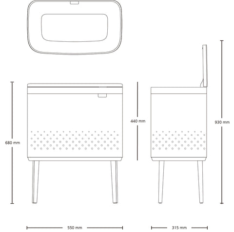Brabantia Bo Laundry Bin 60 Litre – Matt Black