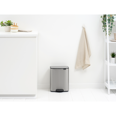 Brabantia Bo Pedal Bin, 12 L - Matt Steel Fingerprint Proof