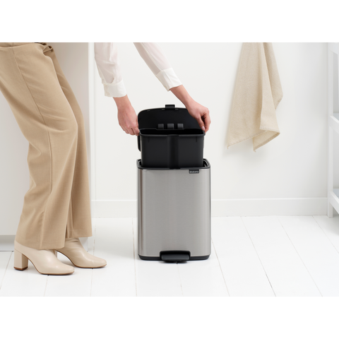 Brabantia Bo Pedal Bin, 12 L - Matt Steel Fingerprint Proof