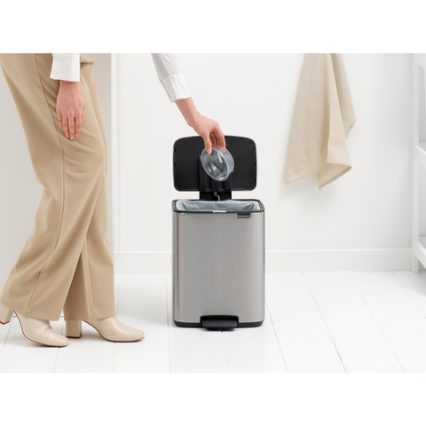 Brabantia Bo Pedal Bin, 12 L - Matt Steel Fingerprint Proof
