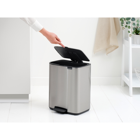 Brabantia Bo Pedal Bin, 12 L - Matt Steel Fingerprint Proof
