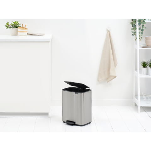 Brabantia Bo Pedal Bin, 12 L - Matt Steel Fingerprint Proof