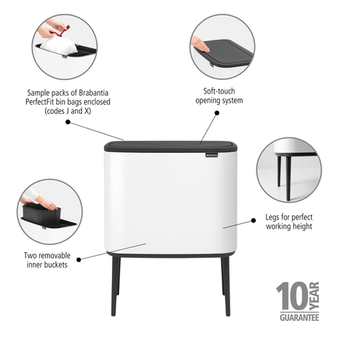 Kosh Mbeturinash Brabantia Bo Touch 11 + 23 Litra – i Bardhë