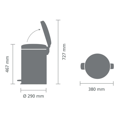 Brabantia NewIcon Pedal Bin, 20 L - White