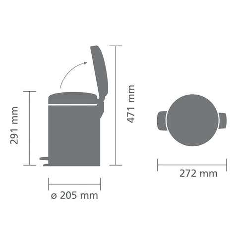 Brabantia NewIcon Pedal Bin 5 Litre – Matt Steel Fingerprint Proof