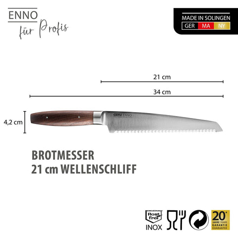 Gefu Bread knife ENNO, 21 cm serrated blade